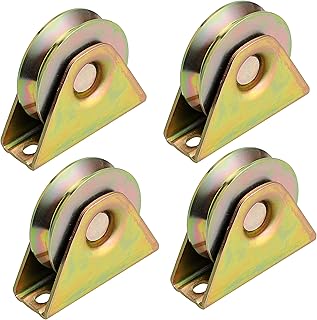 Skelang 3" Sliding Gate Wheels, V Groove Caster, Heavy Duty Rigid Caster with Bracket for V Track Rail, Rolling Driveway Gate, Industrial Machine, Each Loading Capacity 650 Lbs, Pack of 4