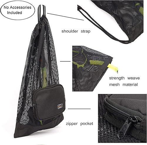 Miniatura 3 de PACMAXI Bolsa de equipo de esnórquel, bolsa de malla con correa para el hombro para buceo, esnórquel, natación, puede contener máscara de buceo,