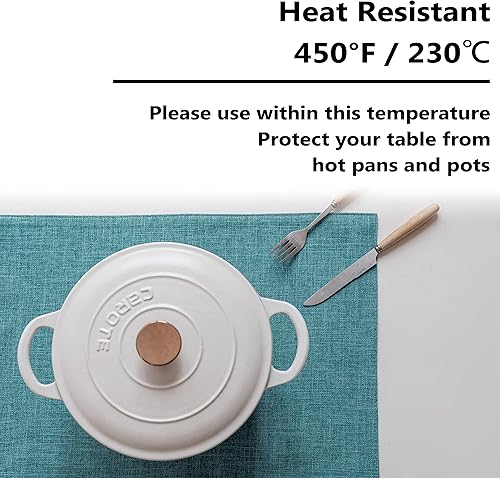 Miniatura 5 de Home Brilliant Juego de 4 manteles individuales de lino resistentes al calor para mesa de cocina, 13 x 19 pulgadas, pavo real