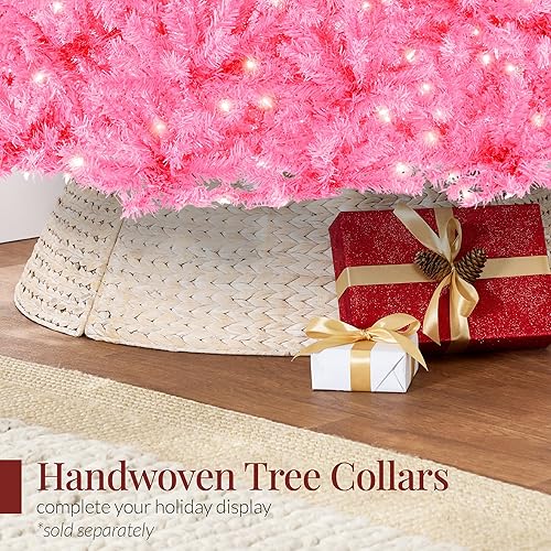 Miniatura 9 de Best Choice Products Árbol de Navidad rosa preiluminado de 7.5 pies, decoración navideña artificial completa para el hogar, oficina, decoración de