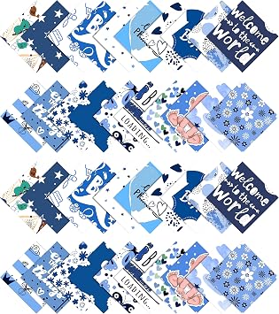 Soimoi Baby Girl Print Precut 5-inch Cotton Fabric Quilting Squares Charm Pack DIY Patchwork Sewing Craft-Medium Blue