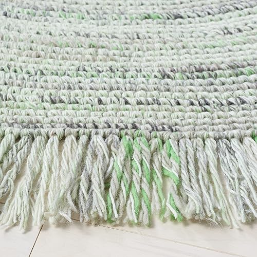 Miniatura 4 de SAFAVIEH Colección trenzada BRD275Y - Alfombra redonda de 6 pies, color verdemarfil hecha a mano para entrada, vestíbulo, sala de estar, dormitorio,