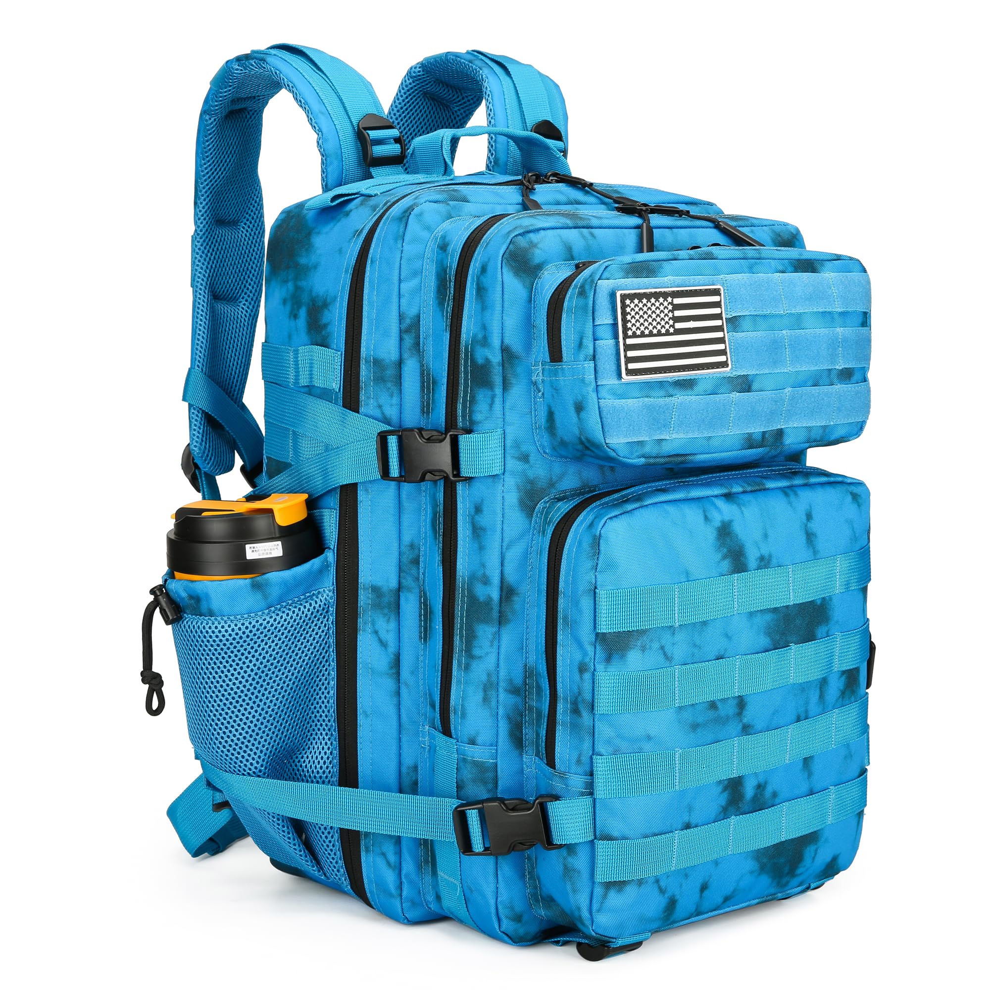 Lovelinks21 45L Tactical Assault Backpack 3 day assault pack with Molle Waterproof backpack Rucksack for Tactical Backpacks (Blue water pattern)