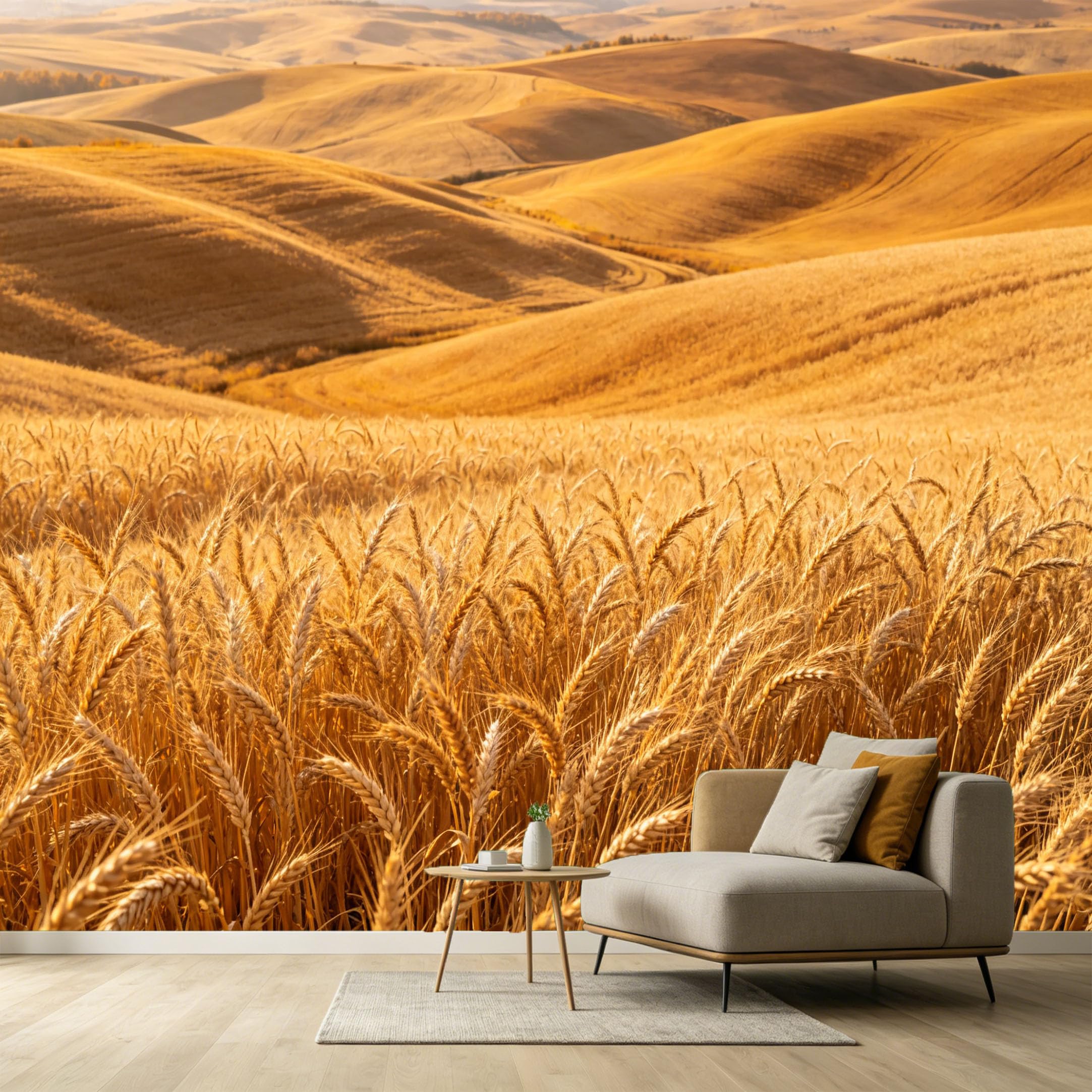 Custom Size Wall Murals Golden Wheat Field Landscape Farmhouse Harvest Crop Textured SelfAdhesive Wall Fabric Removable Large Wallpaper for Photo Living Room