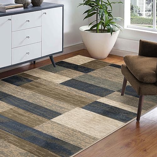 Miniatura 5 de BNM - Alfombra de interior con respaldo de yute, decoración moderna geométrica de suelo para dormitorio, oficina, sala de estar, entrada, suelos de