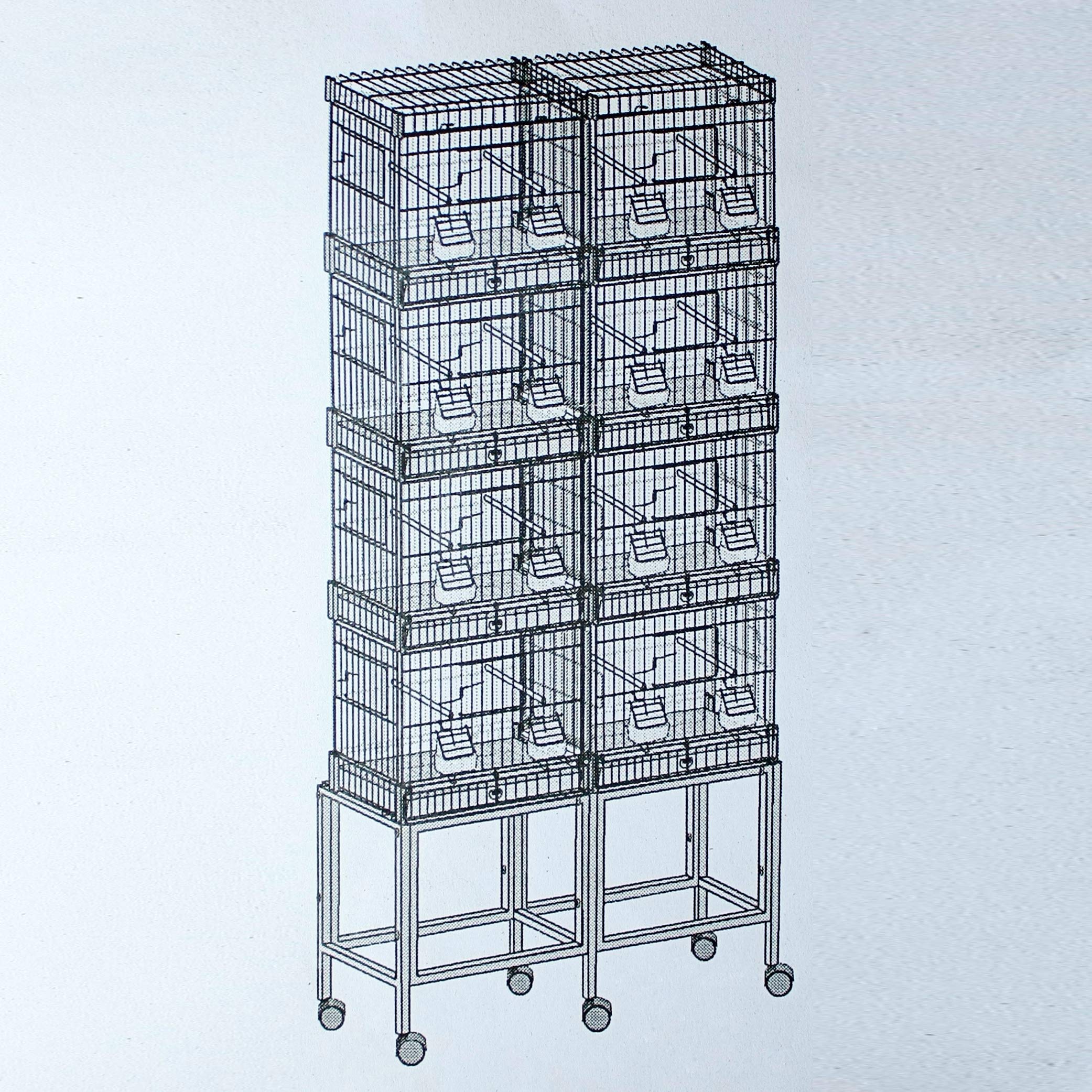 Jaula de Cría para Pájaros Jaula Grande de cría pequeñas Jaula de Aves Loro Canarios con Parque de Juegos Saltado Comedero con Ruedas Color Blanco (L-85 * 28 * 177CM)