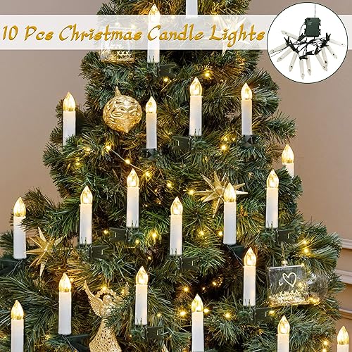 Miniatura 2 de Luces de vela para árbol de Navidad funcionan con pilas 10 luces LED sin llama con clips 2700 K luces blancas cálidas para decoración festiva de boda