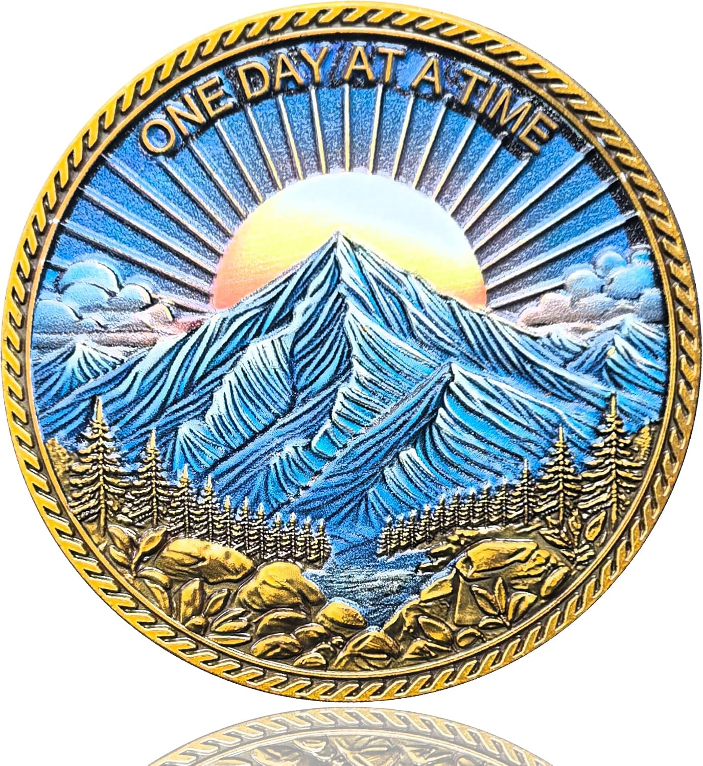 One Day At A Time Recovery Medallion - Sobriety & Mental Health Token, Enamel Zinc Alloy Collectible, for Addiction Recovery & Daily Mindfulness