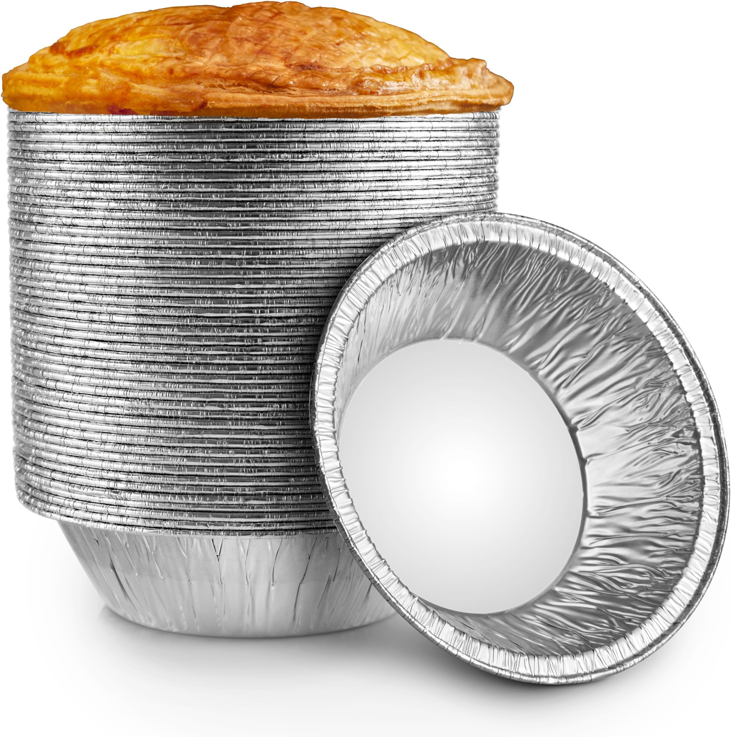 DOBI 5 3/4" Pie Pans [50pack] HeavyDuty Disposable Aluminum Foil