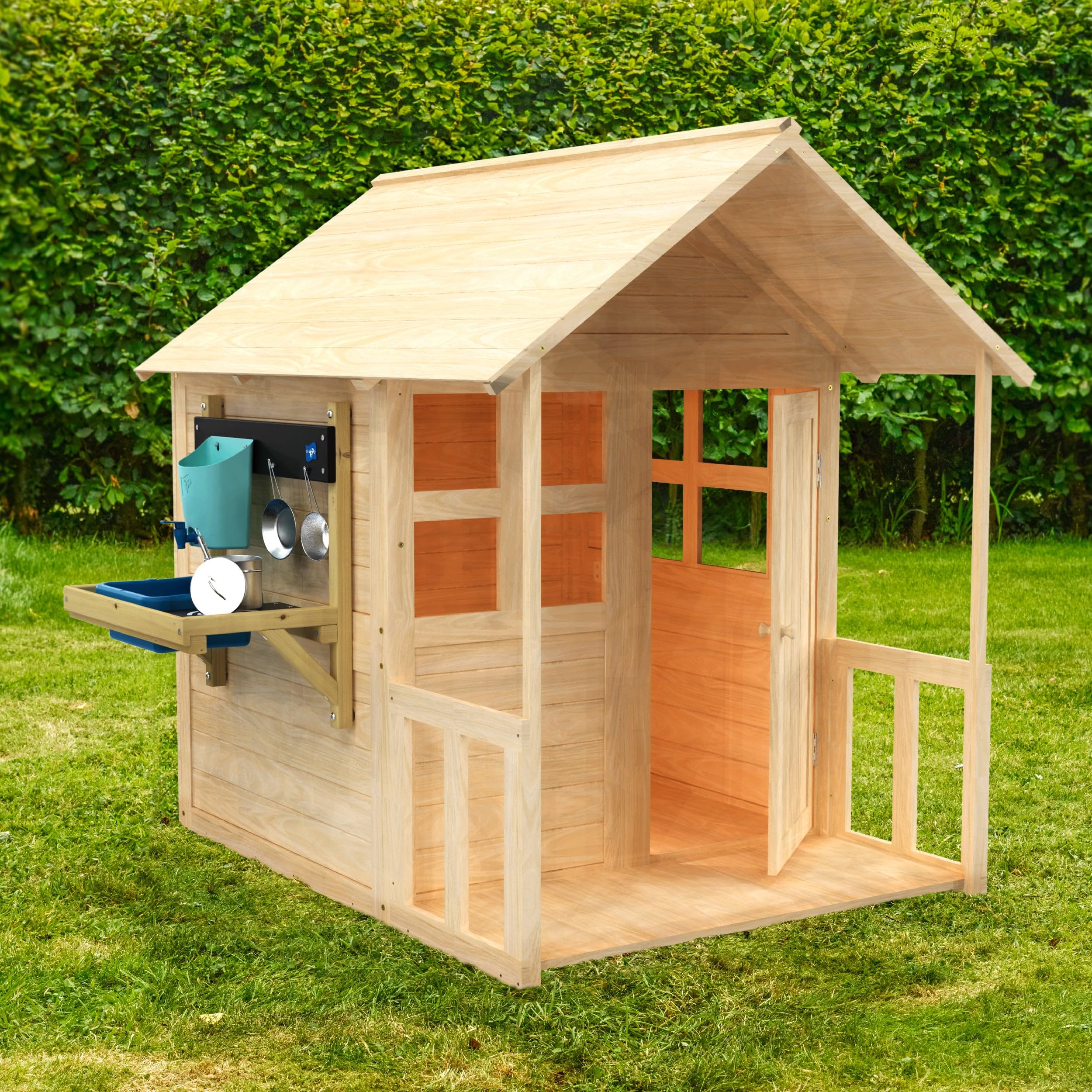 TP Buttercup Cottage Maison de Jeu en Bois, véranda et Cuisine, Bois certifié FSC, Design Personnalisable, fenêtres en plexiglas, Divertissement en Plein air pour Enfants, à partir de 2 Ans