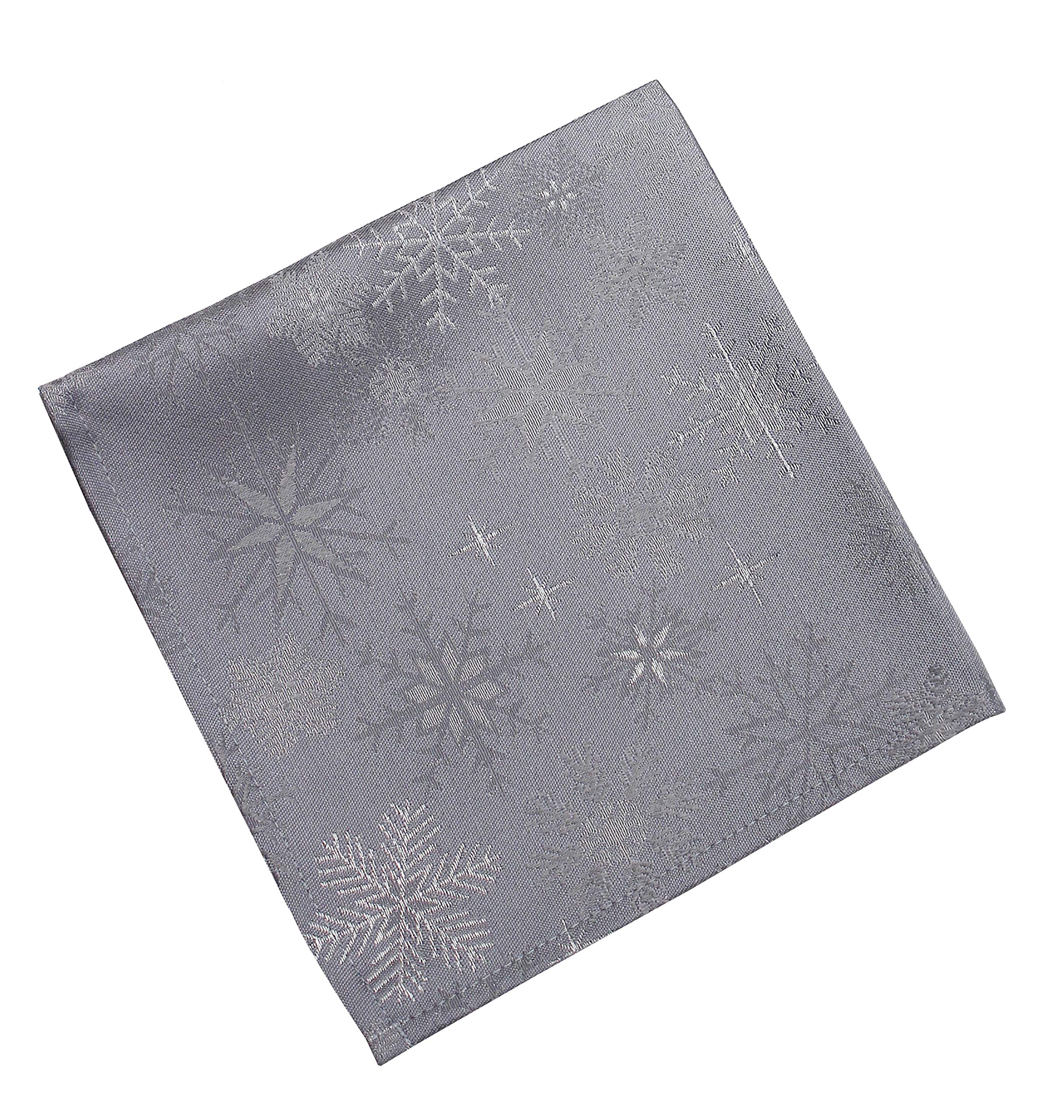 Snow Crystal Sparkly Snowflakes Christmas Jacquard Napkins 45cm x 45cm (Grey)