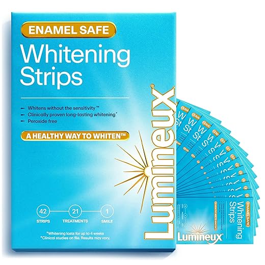 Lumineux Teeth Whitening Strips - 21 Treatments (3 Months) - Peroxide Free - Enamel Safe for Whiter Teeth - Whitening Without The Sensitivity - Dentist Formulated - Sensitivity
