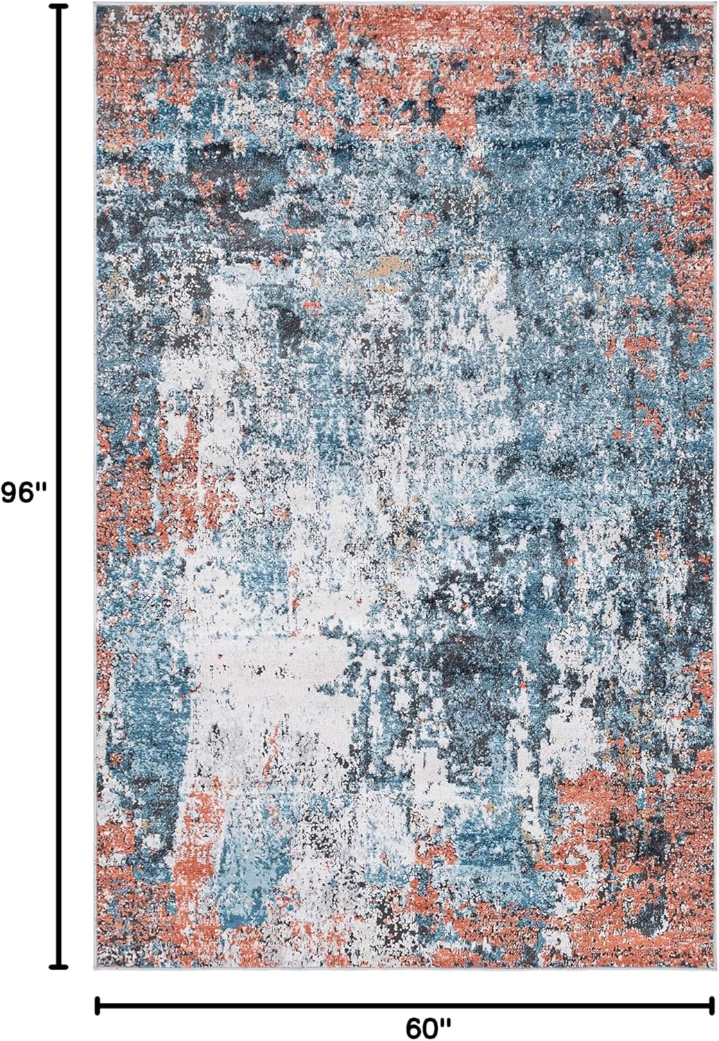 Rugs.com Leipzig Collection Area Rug – 5' x 8' Multi Low-Pile Rug Perfect for Bedrooms, Dining Rooms, Living Rooms