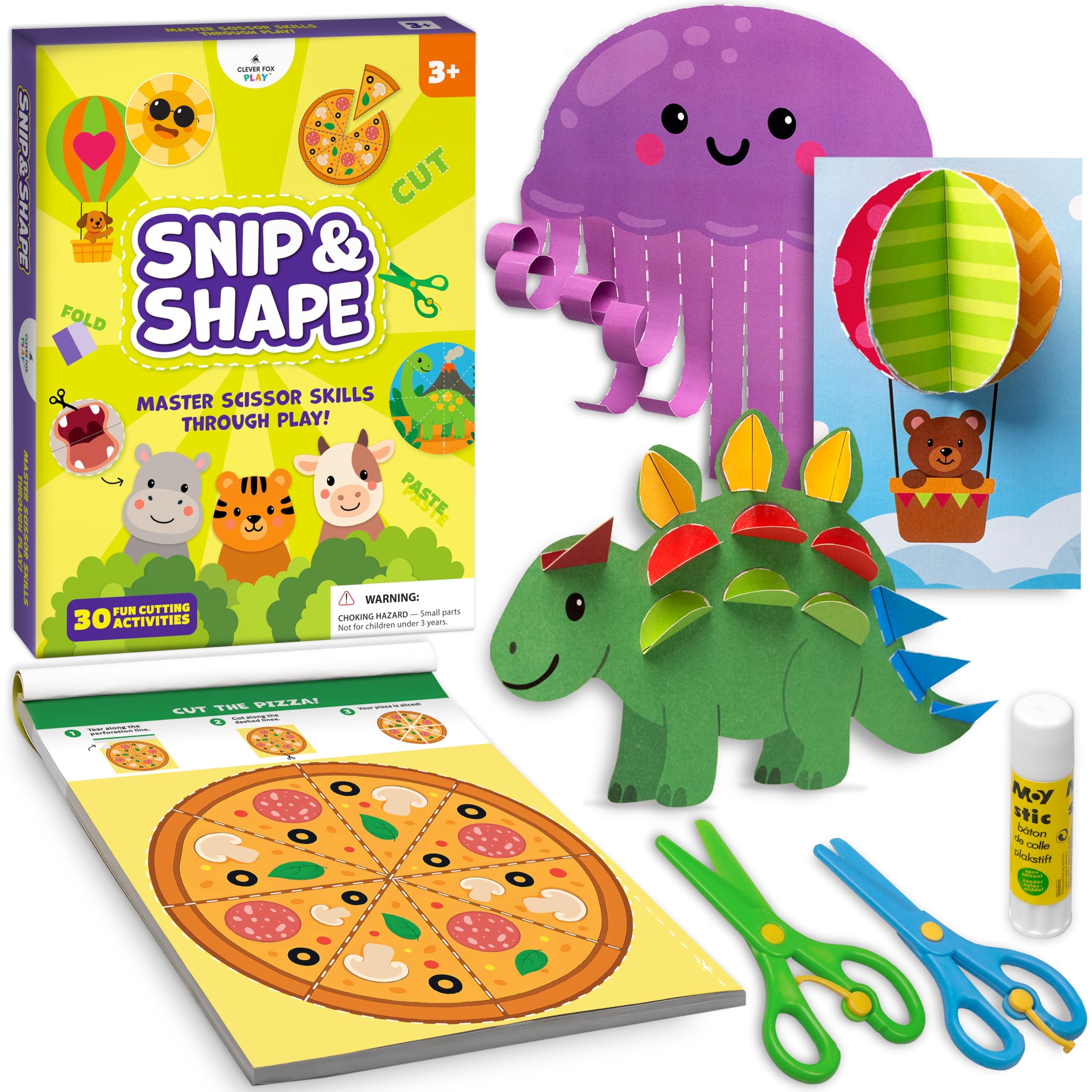 Snip & Shape Scissor Skills Activity Book with Toddler & Kids Scissors 3-5