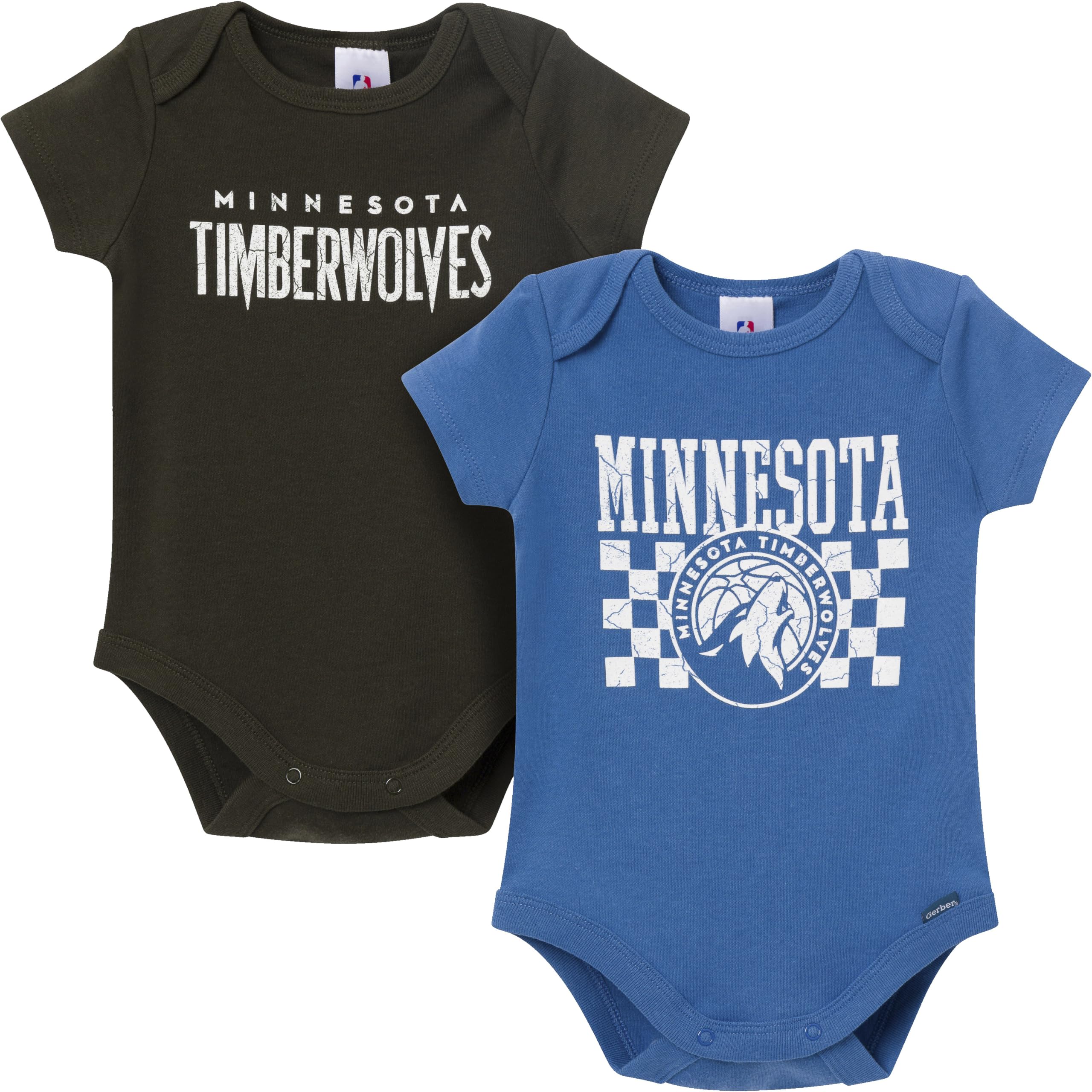 Gerber Baby NBA Boys &amp; Girls 2-Pack Short Sleeve Onesie Bodysuits