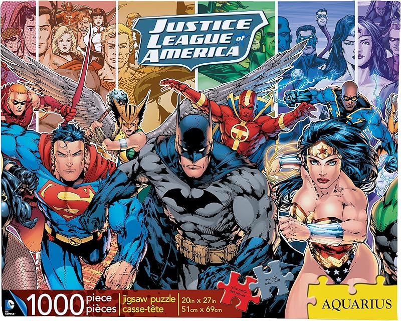 Puzzle de DC Comics Liga de la Justicia (rompecabezas de 1000 piezas) - Mercancía y coleccionables de DC Comics con licencia oficial - Sin deslumbramiento - Ajuste de precisión - 20 x 27 pulgadas
