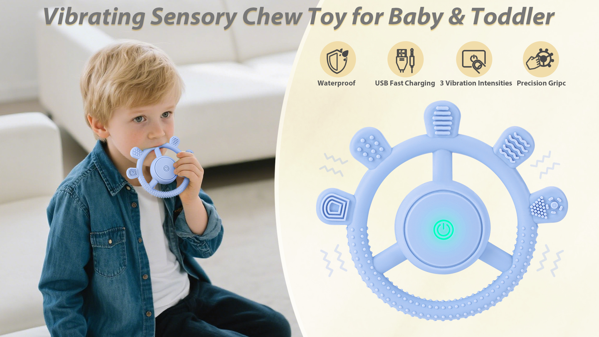 SARO Blue "Ele-Fun" Silicone Teether: Soothing Teething Relief For Baby - View #5