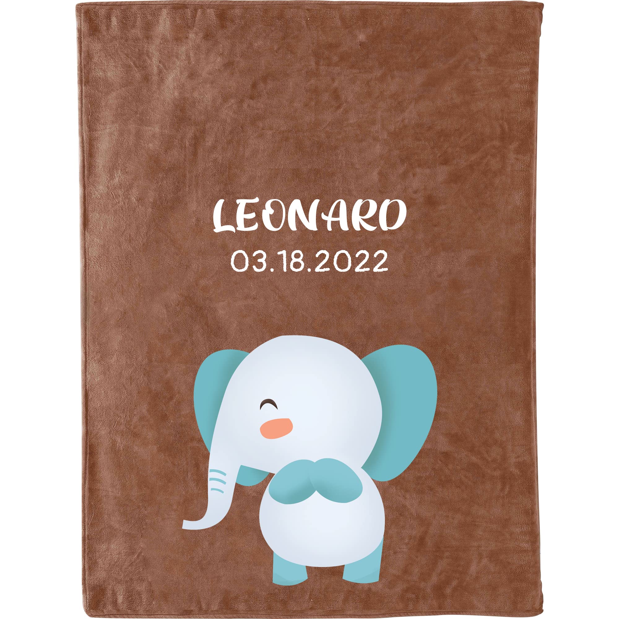 S&H&OU Personalized Baby Blanket for Girls and Boys Customized Name Blanket Information from Newborn Baby's Name Blankets with Animal Fuzzy & Fleece Plushing Gift for New Born Baby, New Dad Mom