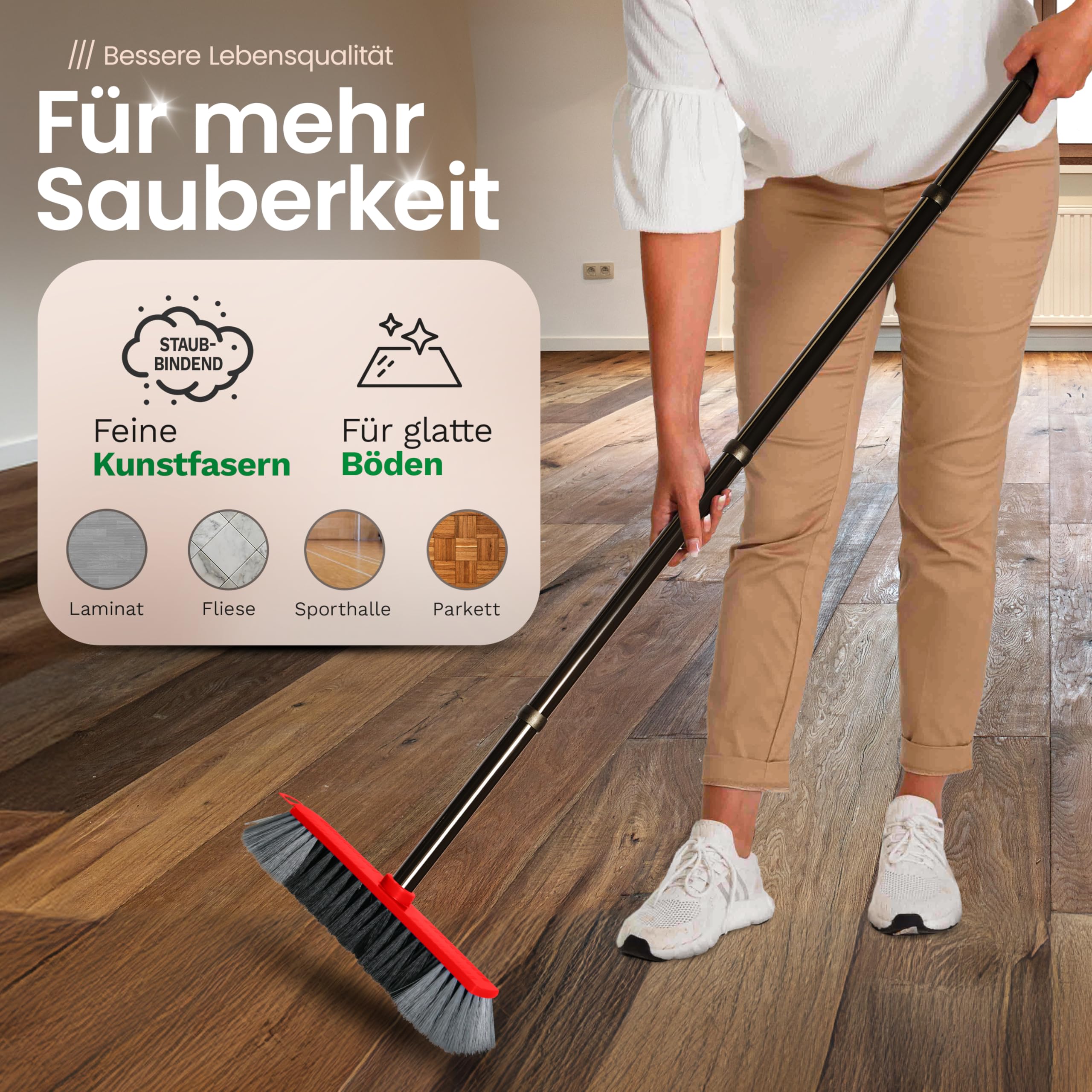 Novaliv Magic Broom - Set di 4 scope da interni, 30 cm, con setole sintetiche, colore rosso, senza manico, solo testa della scopa, adatta per manico della scopa da 22 mm, per ragnatele, scopa da