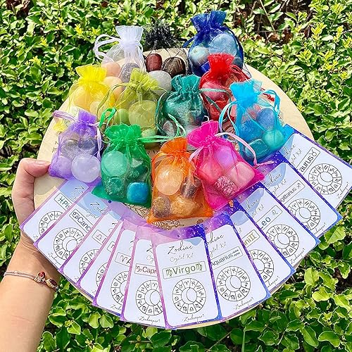 Miniatura 5 de Zenkeeper Juego de cristales de Leo, juegos de piedras preciosas con signos astrológicos del zodiaco, piedra pulida pulida, colección de roca, gemas