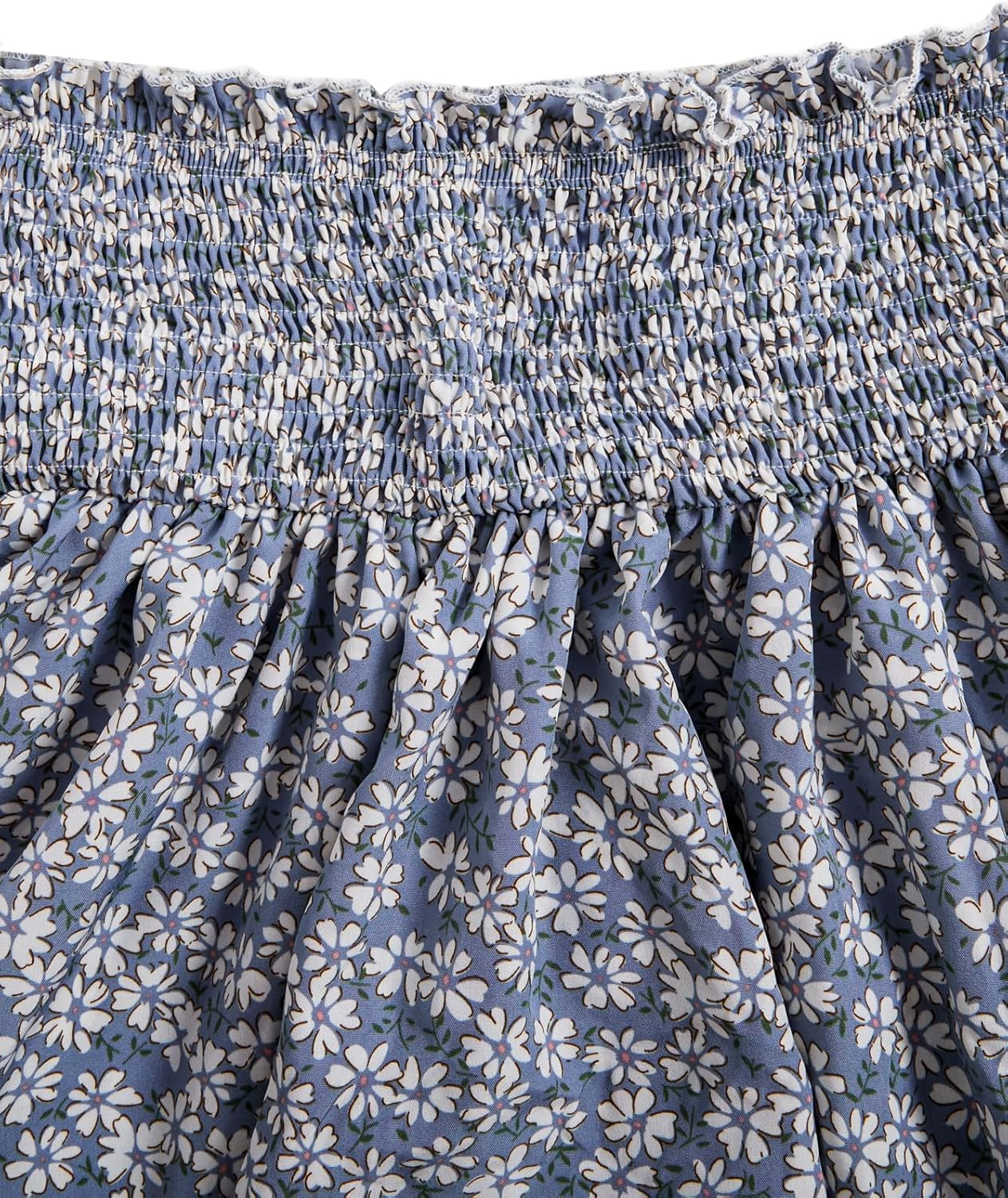 Girl's 2 Piece Outfits Lace Ruched Camisole Tops and Shirred High Waisted Layered Floral Skirts Set - Image 4