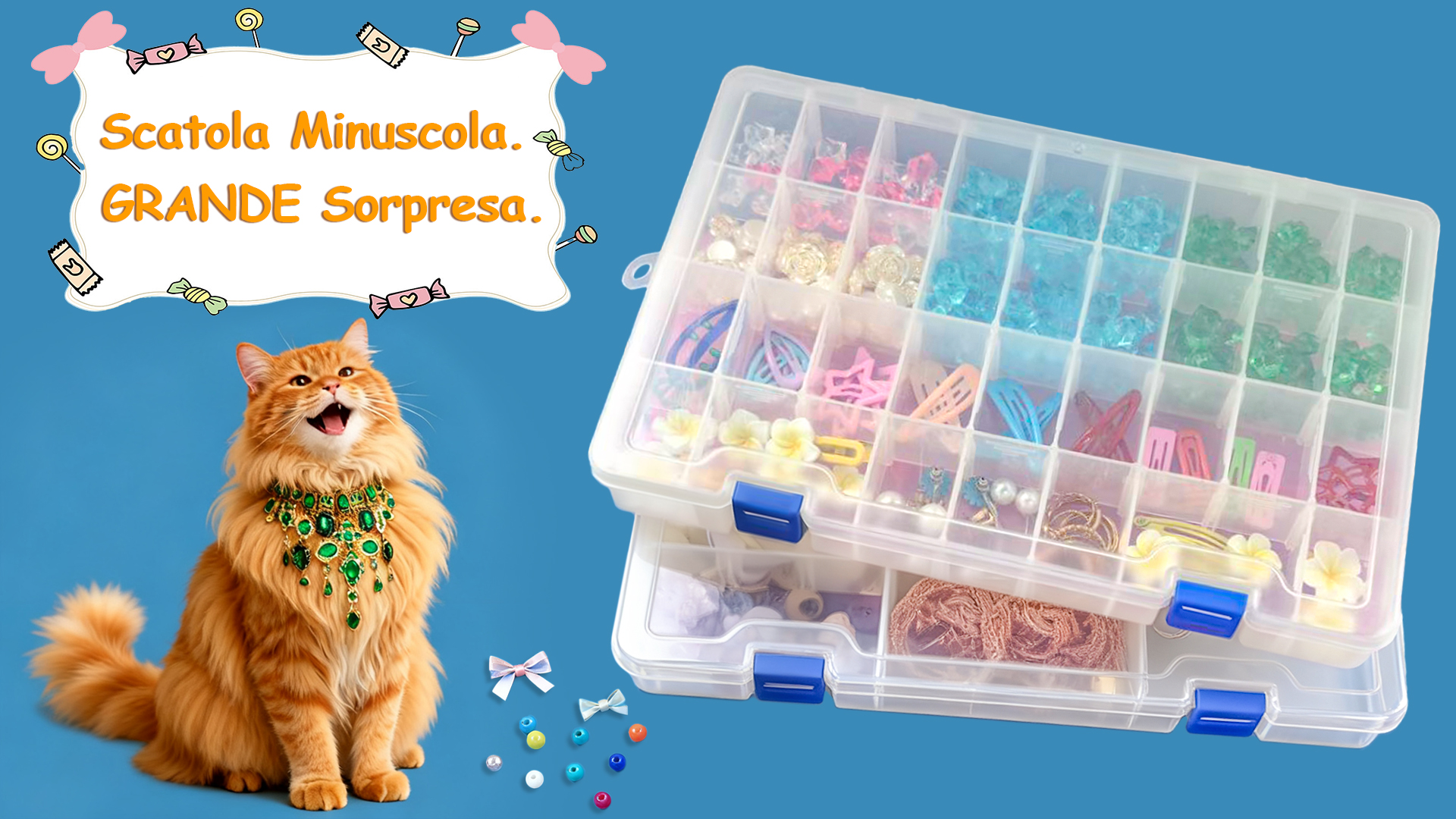 DIFIT Scatola Portaoggetti In Plastica Con Coperchio Trasparente E Divisori Regolabili, 34 Scomparti, Set Da 2, Per Perline, Viti E Piccoli Accessori