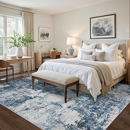 Miniatura 3 de Alfombra de área de 8 x 10 para sala de estar y dormitorio alfombra grande lavable con respaldo antideslizante, resistente a las manchas, alfombra