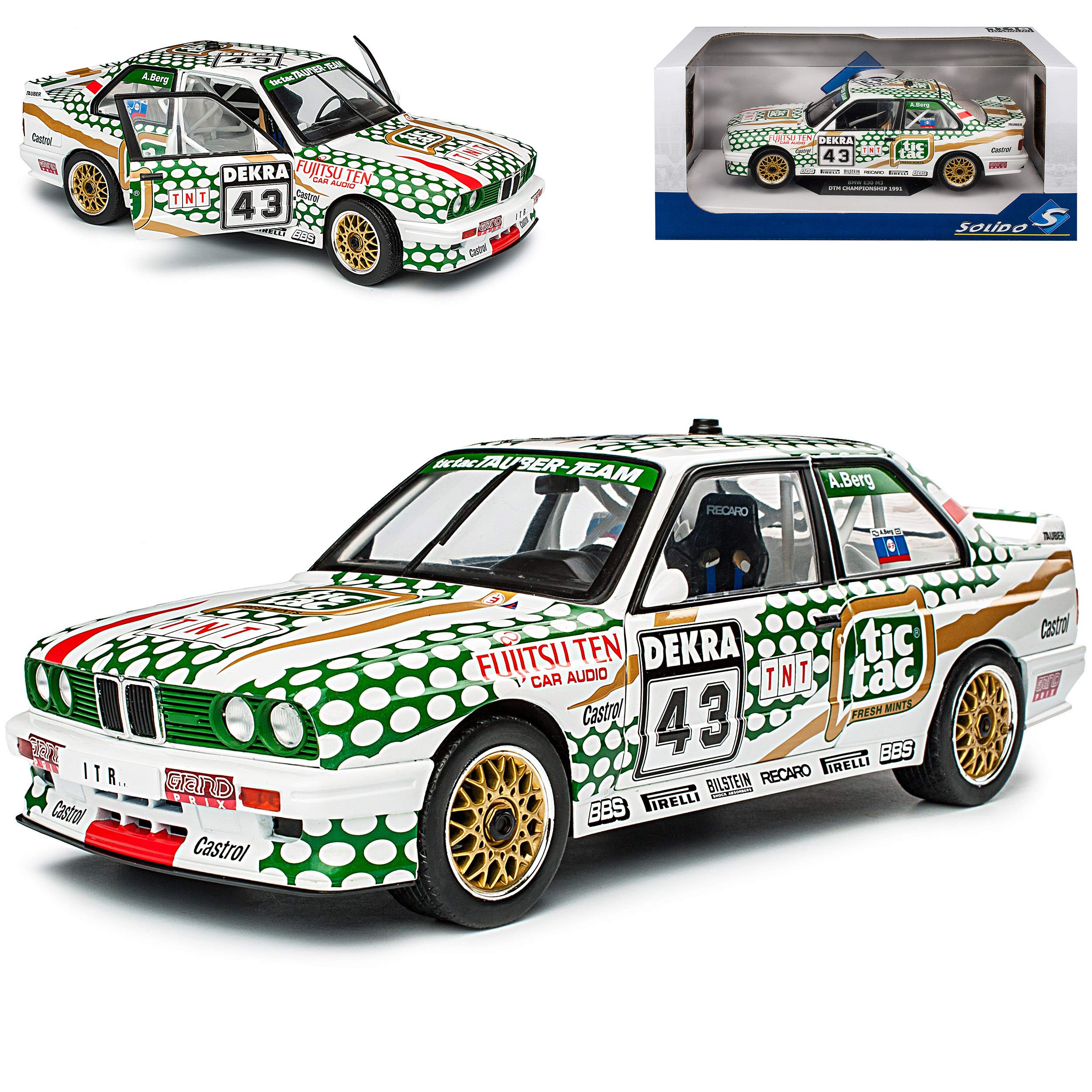 Generisch B*M*W 3er E30 M3 Coupe Sport Evolution DTM 1992 Berg Tic Tac 1982-1994 1/18 Solido Modell Auto