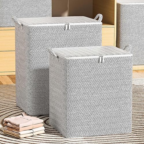 Miniatura 2 de WMQPNNS Bolsa de almacenamiento plegable no tejida para ropa y ropa de cama organiza y ordena con facilidad (Z1-gris, L)