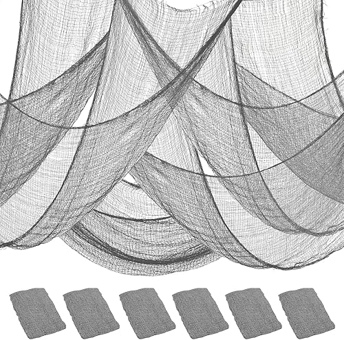 Miniatura 22 de Legigo Paquete de 12 paños espeluznantes de Halloween (30 x 72 pulgadas), gasa espeluznante para fiesta de Halloween, suministros de fiesta de Negro