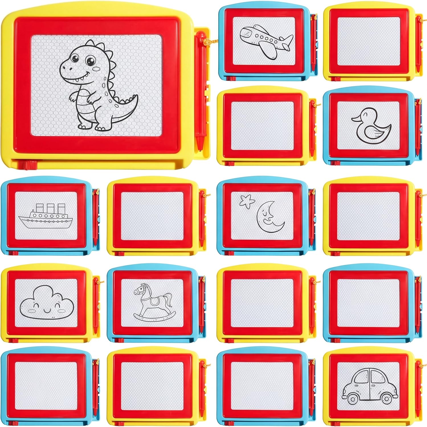 Tinlade 24 Pack Mini Magnetic Drawing Board for Kids, Small Erasable Drawing Pad, Toddler Writing Tablet, Birthday Party Favors, Classroom Prizes, Goodie Bag Stuffers for Boy Girl (Classic Color,Cute)