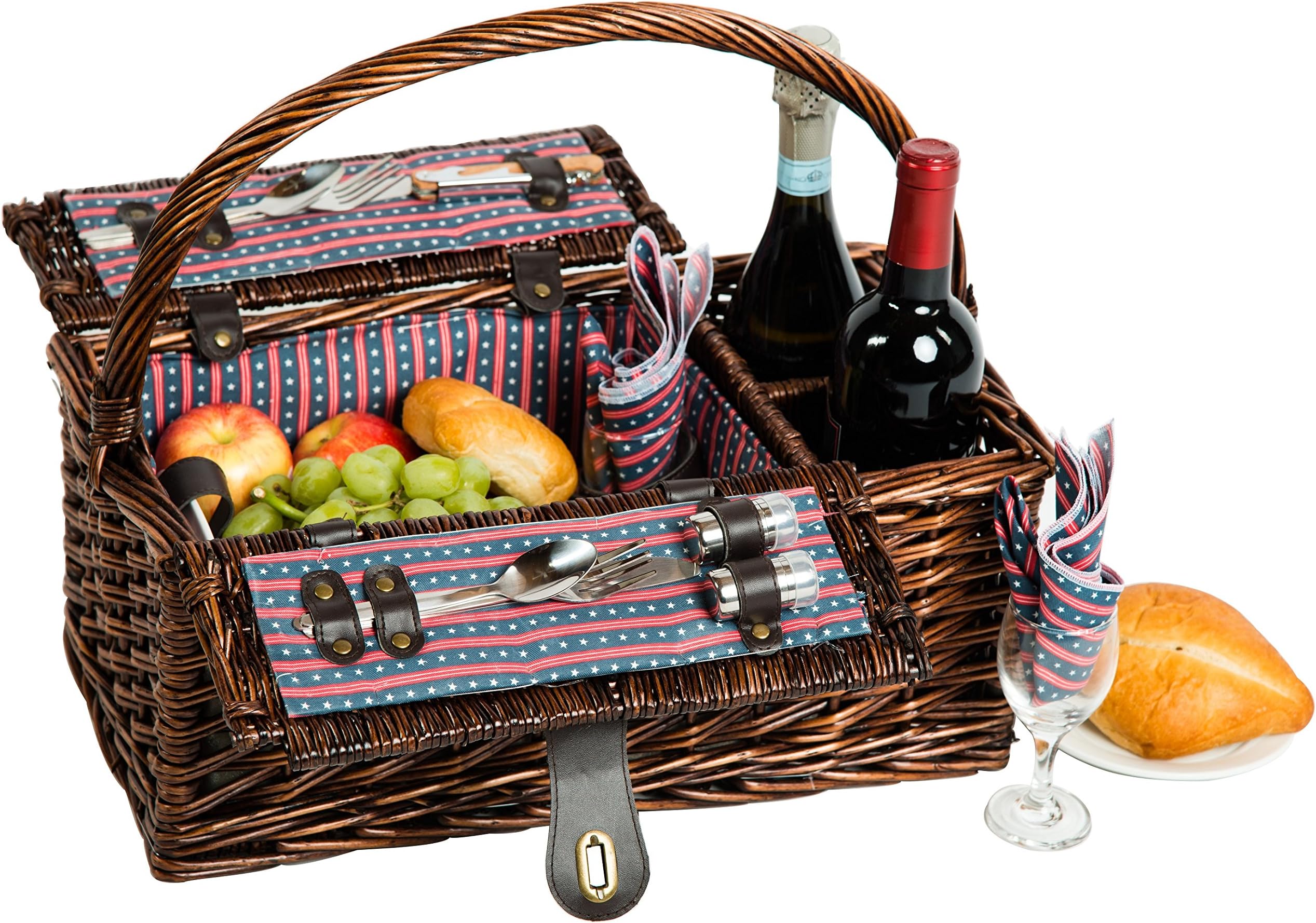 Picnic & Beyond Willow Picnic Basket for 2