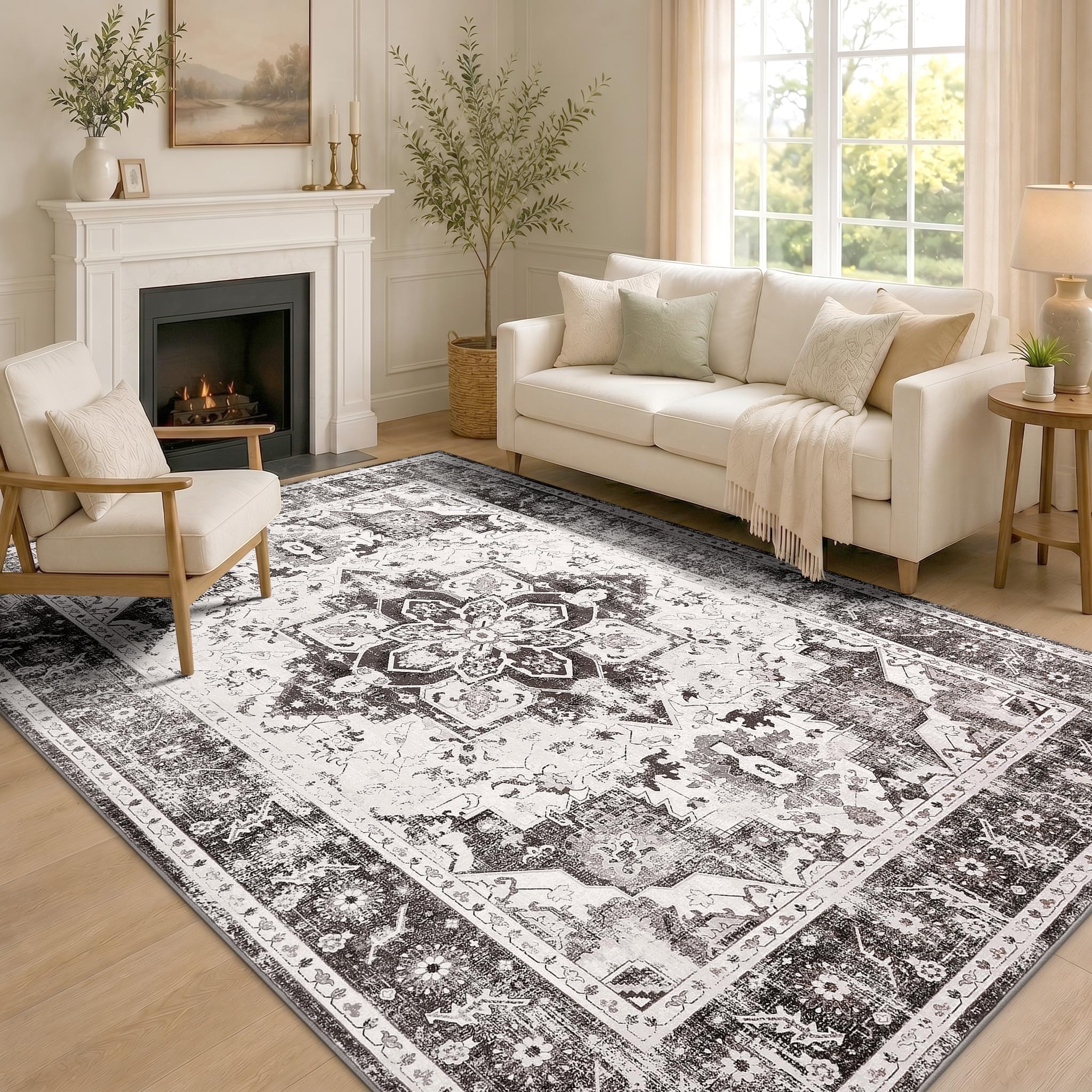 Homaxy Vintage Teppich Wohnzimmer