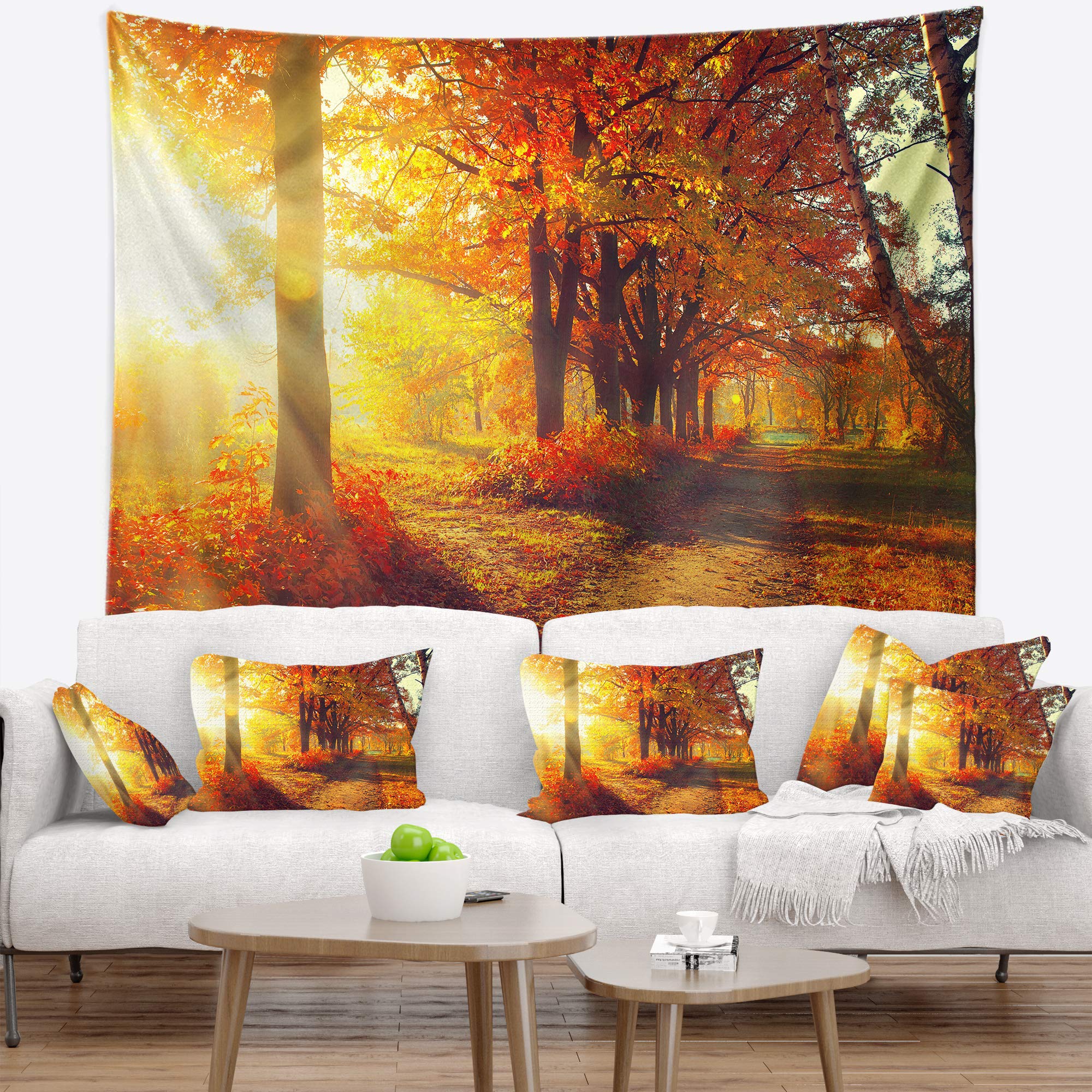 Produktbild von MULERN Wandteppich Magisch Winter Tapisserie, Blau Schneeflocken Wald