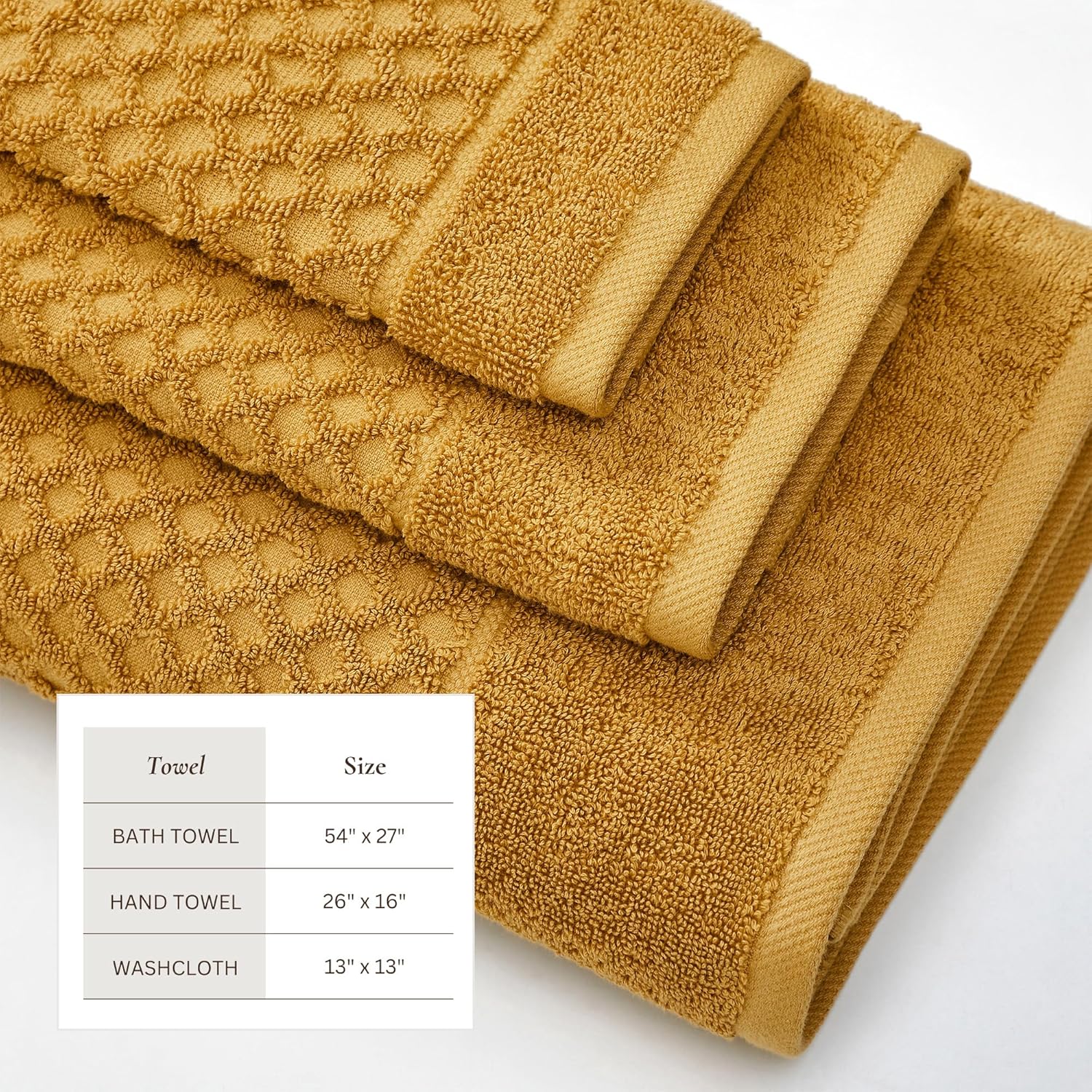 Great Bay Home Bath Towels - 100% Cotton 6 Piece Towel Set - Diamond Waffle Weave - Absorbent, Durable, Quick-Dry Towels for Bathroom (Marigold)