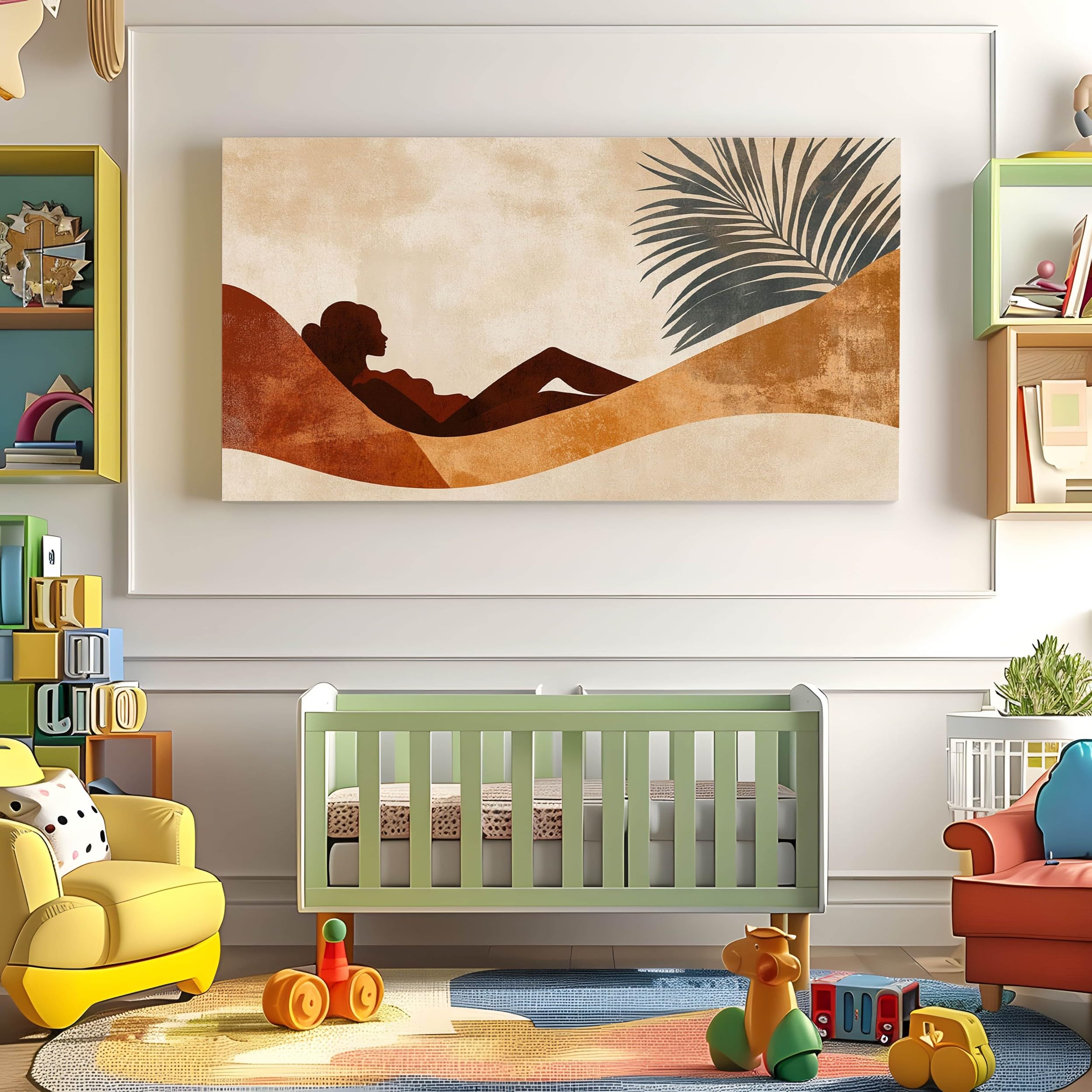 ZORYAN Tableau sur Toile Bohème Silhouette Femme Grand Format XXL 80x160 cm