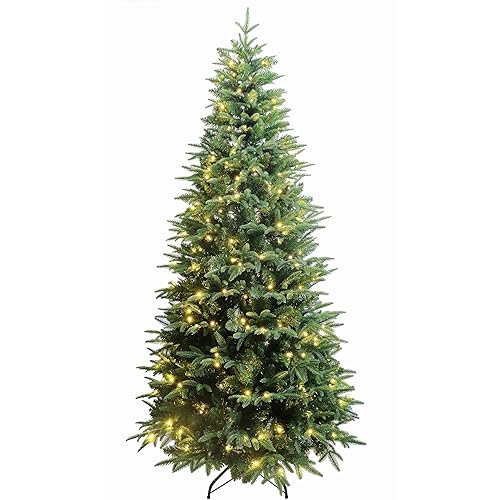 Luxury Real Feel Forest Fir Slim Christmas Tree Pre-lit with Dual Color LEDs Warm White/Multi-Color (6ft)