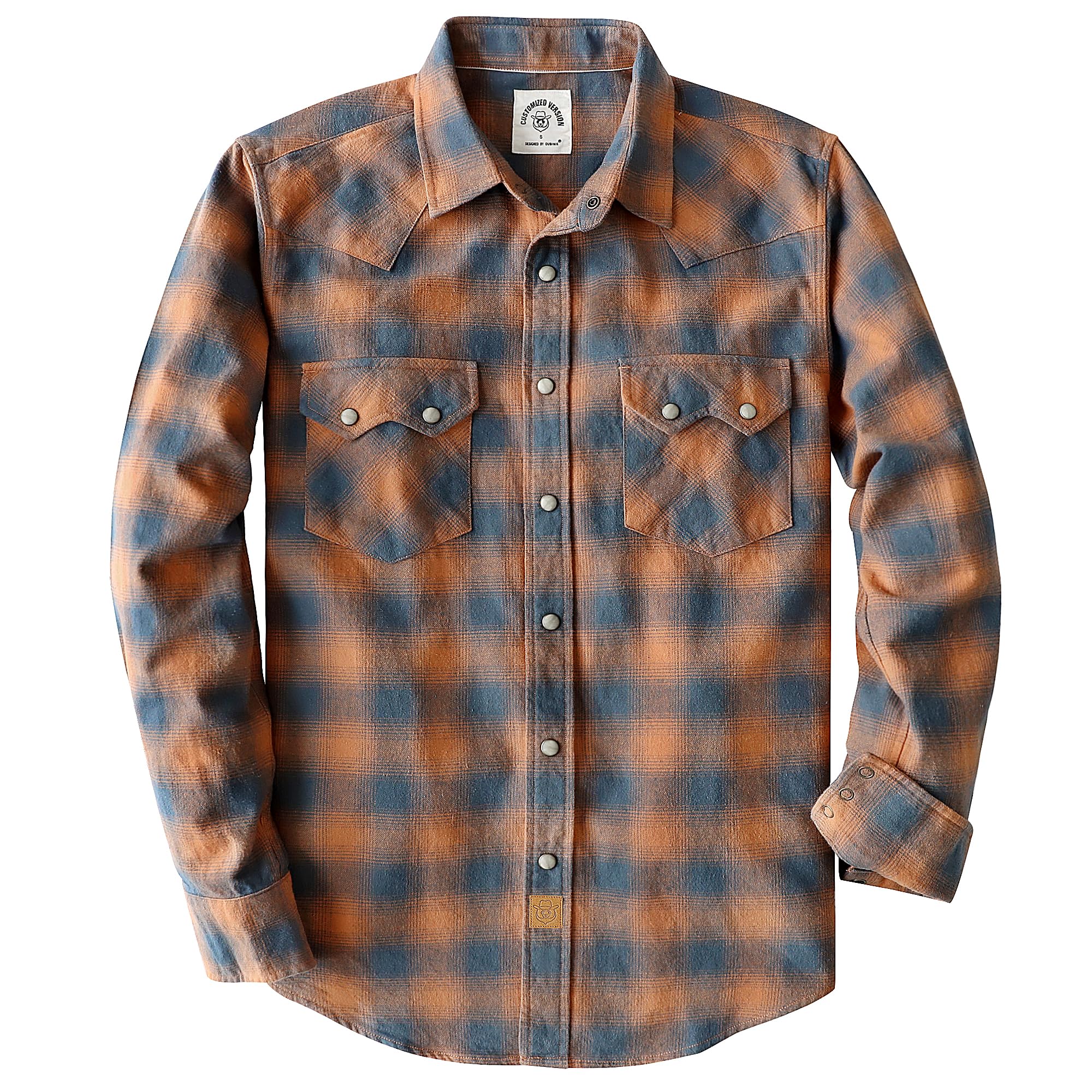 Dubinik 6.3 oz Flannel Shirt for Men Long Sleeve Casual Cozy Snap Button Western Plaid Shirts Soft Pure Cotton