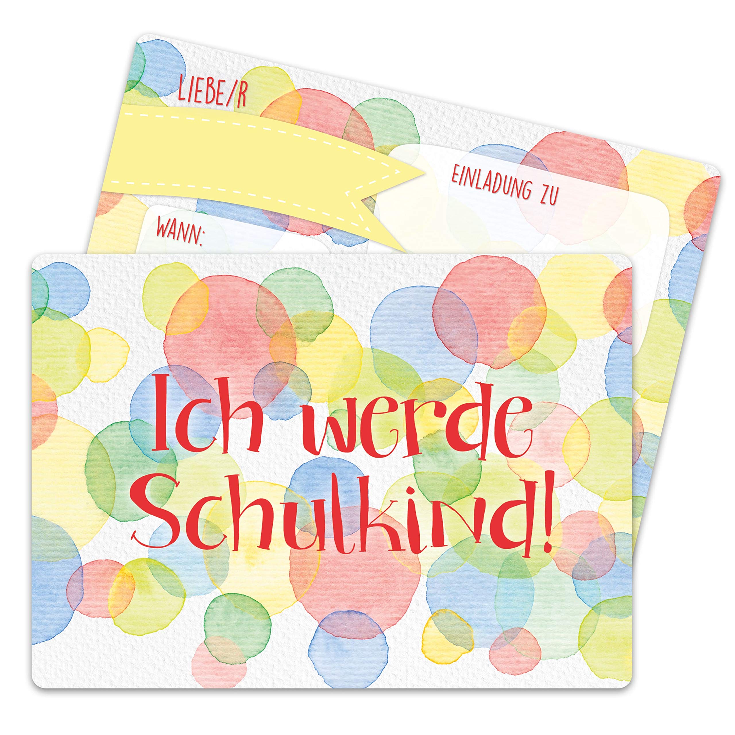 13 Einladungskarten zur Einschulung - Einladung mit verschiedenen Motiv zum Schulbeginn - Schulstart Erstklässler Erste Klasse - Ich werde Schulkind