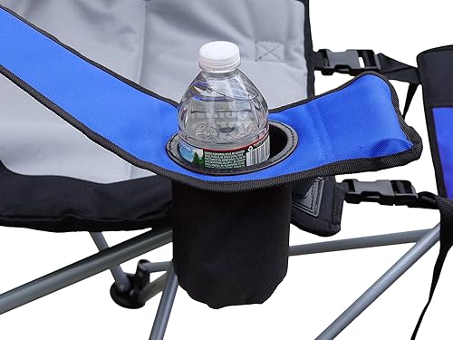 Miniatura 7 de GigaTent Silla de camping con reposapiés, sistema de visión integrado para tabletateléfono celular, enfriador integrado y portavasos (azul)