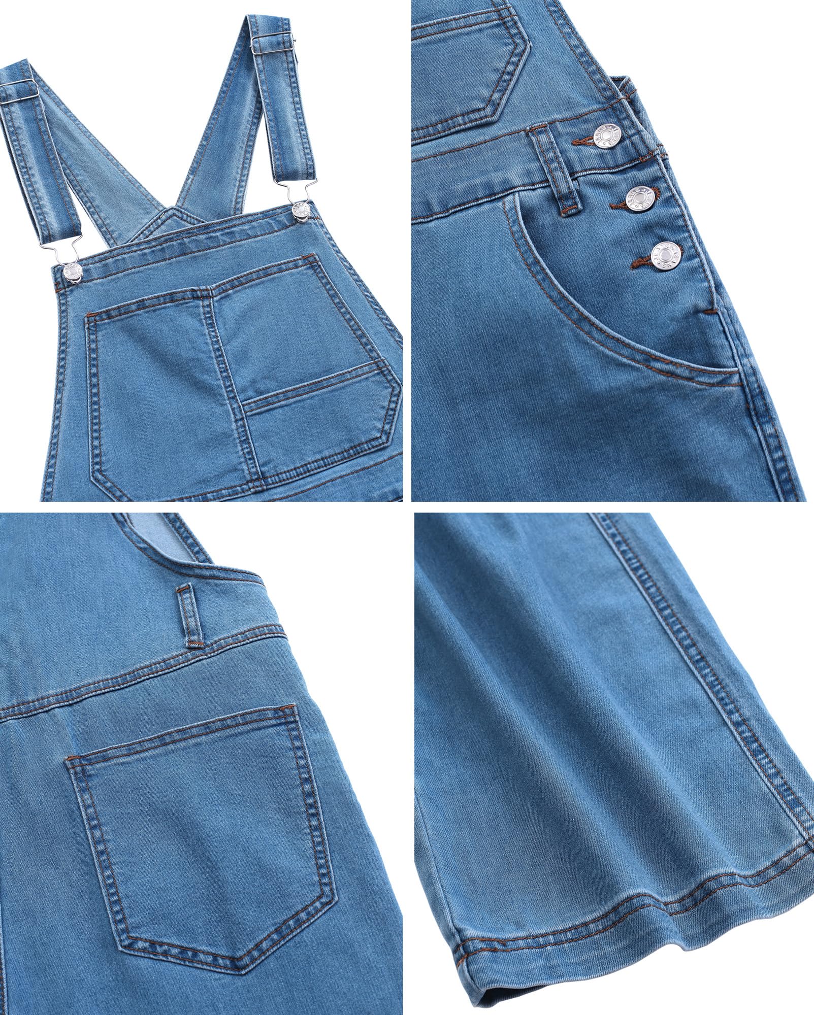 Vetinee Latzhose Damen Jeans Wide Leg Jumpsuit Baggy mit Taschen