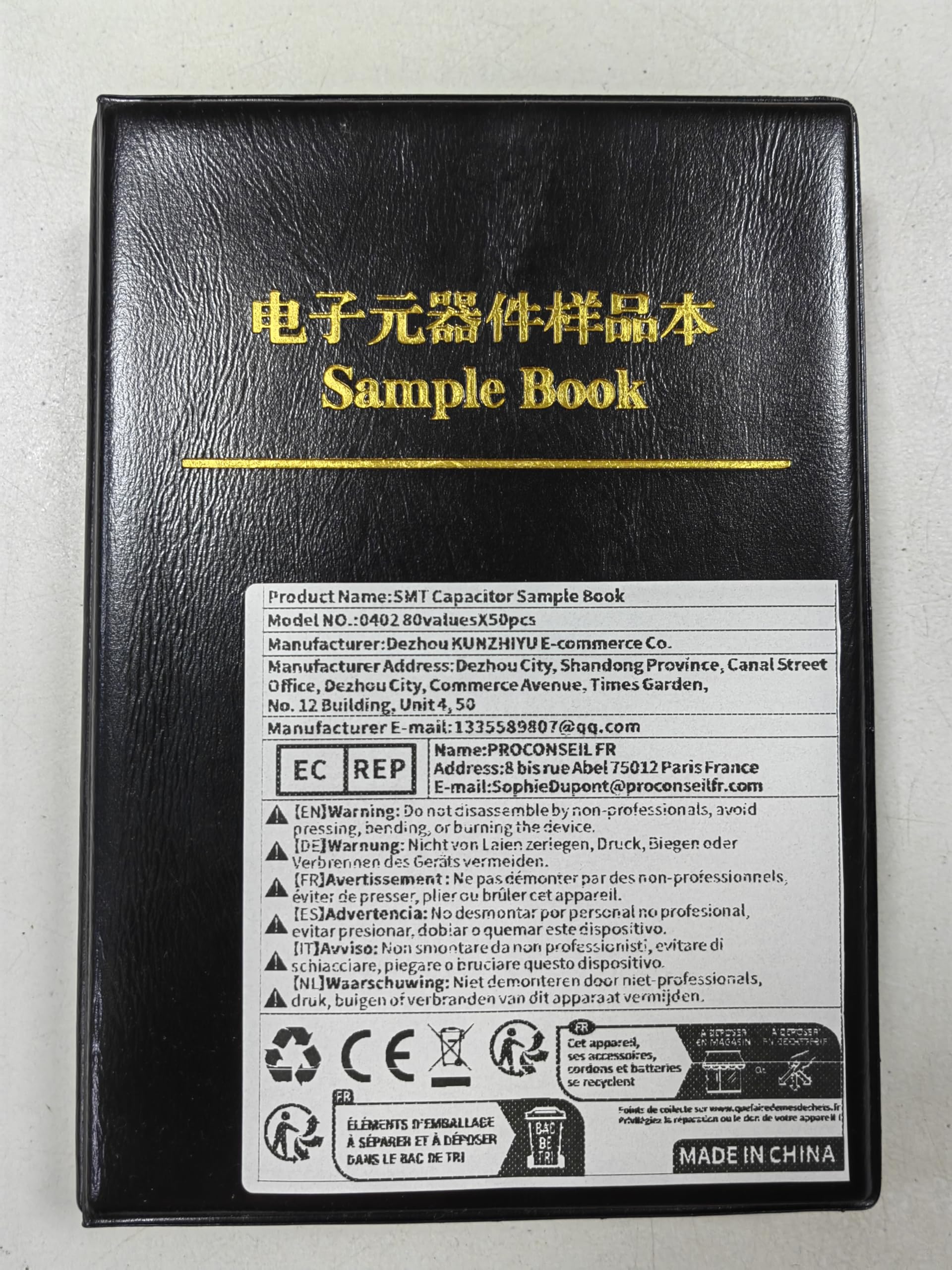 SMD. Condensatore Book di campionamento 0201 0402 0603 0805 1206 Condensatori di Chip Kit Assortment Pack 10UF 1NF 100PF 10NF (Capacitance : 1206 80valuesX25pcs)