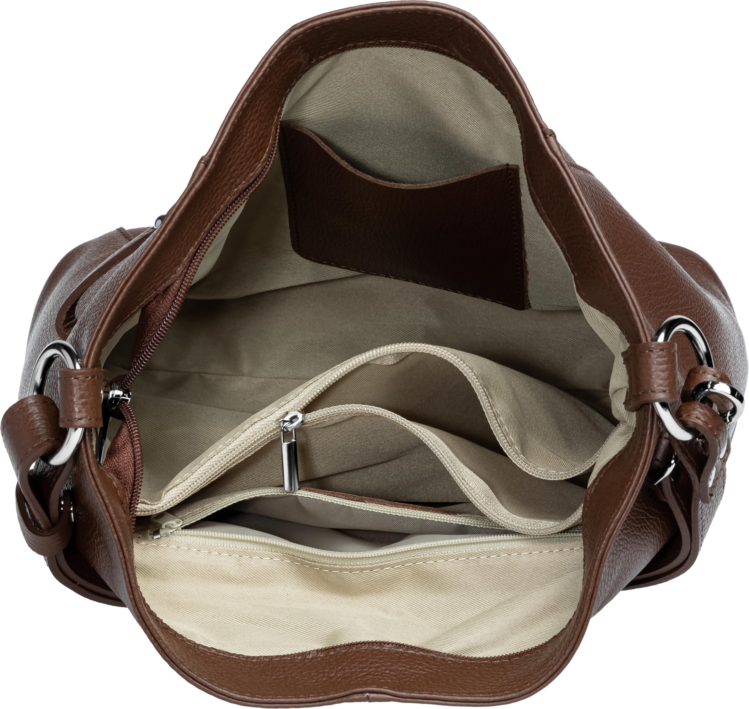 Caspar Sportlich Elegante Ledertasche 2-in-1 Damen Schulter- und Umhängetasche - PREMIUM LINE - Modell No.806 - Made in Italy