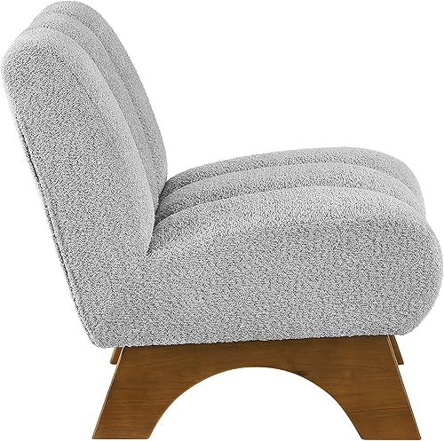 Miniatura 11 de Art Leon Silla decorativa moderna, sofá modular de tela sherpa, silla individual sin brazos con patas de madera para sala de estar, dormitorio,