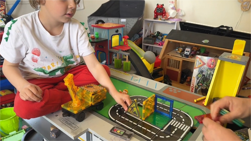 Desire Deluxe Carreaux de construction magnétiques – Ensemble de voiture grue magnétique pour enfants, jouet éducatif pour enfants de 3 ans et plus