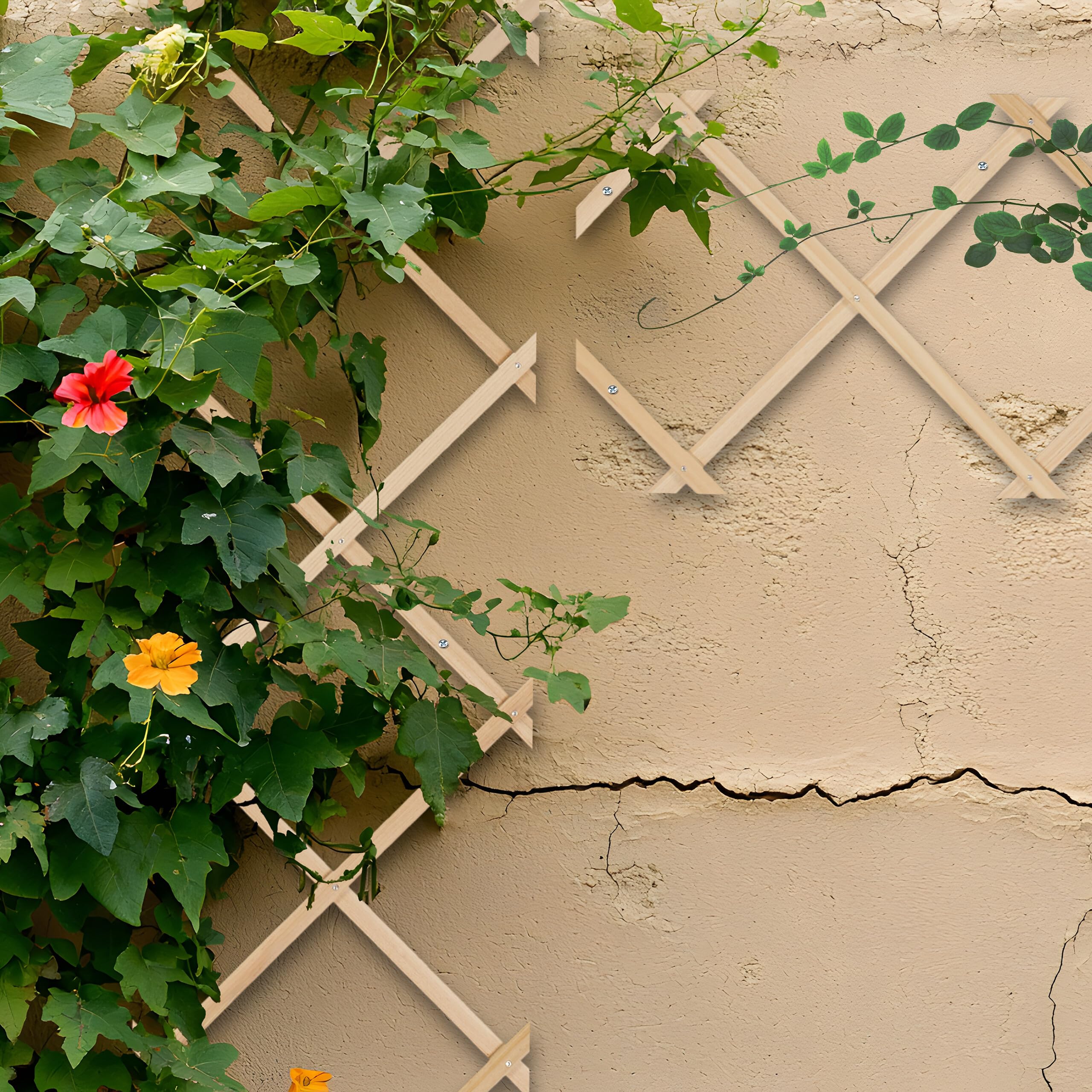 Relaxdays Grigliato in Legno per Rampicanti, 180x30 cm, Set 3 Tralicci Allungabili Piante da Giardino, Balcone, Naturale