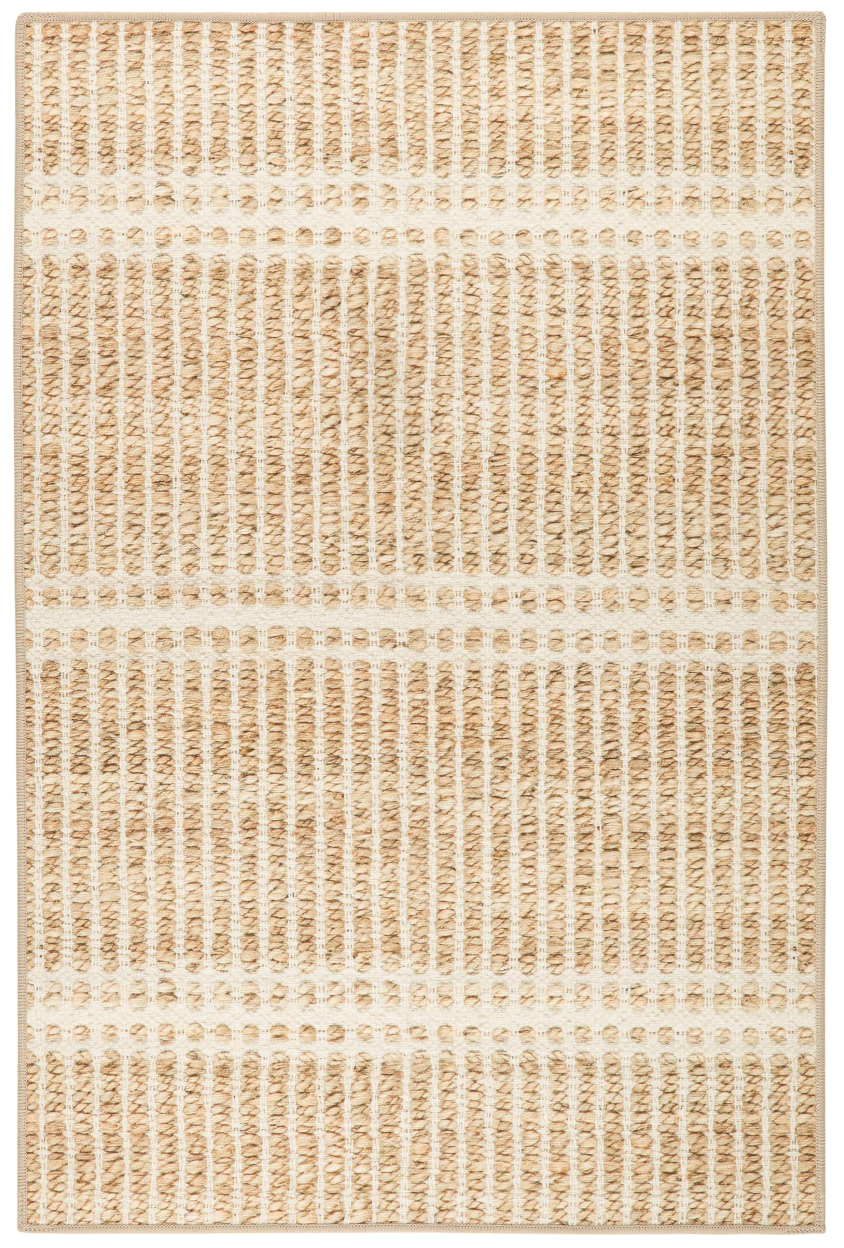 Dash & Albert Arbor Machine Washable Rug, 4 X 6 Feet, Natural Stripe Pattern