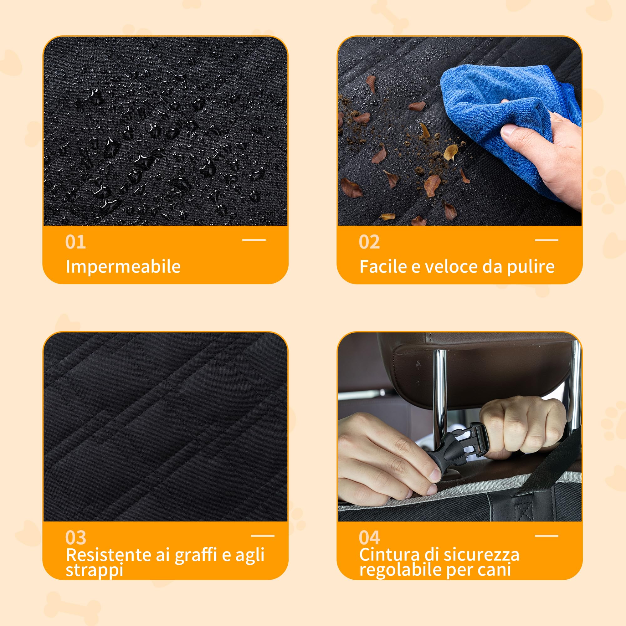Toozey Telo Auto per Cani Bagagliaio, 185 * 103 Universale Robusto Coprisedile Auto Coperta per Cani con Laterale&Paraurti Protezione, Antistrappo/Impermeabile/Antimacchia/Antiscivolo, Nero - XL