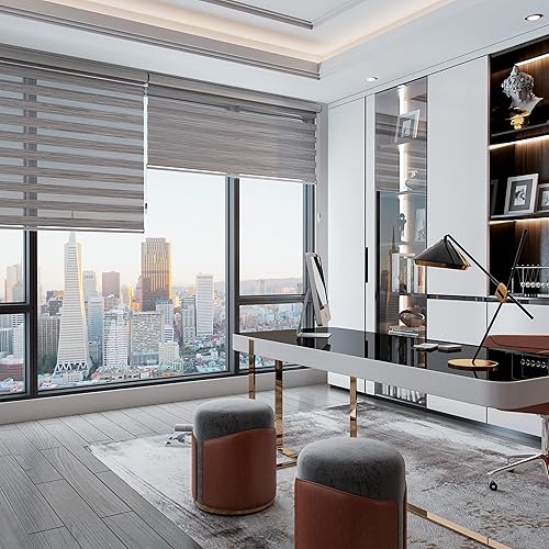 Miniatura 6 de Zebra - Persianas enrollables de doble capa para ventana, persiana horizontal con cable, filtro de luz diurna y nocturna, cortinas de privacidad