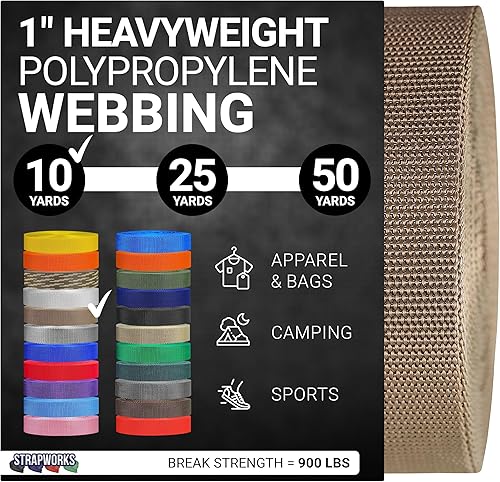 Miniatura 1 de Strapworks Heavyweight Polypropylene Webbing - Heavy Duty Poly Strapping for Outdoor DIY Gear Repair